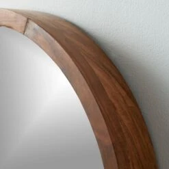Acacia Wood Round Wall Mirror 24" -Home Furnishing Shop AcaciaRoundWoodMirrorAVS15