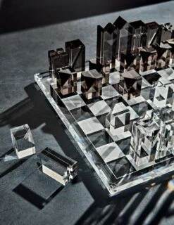 Clear And Smoke Grey Acrylic Chess Set -Home Furnishing Shop AcrylicChessSetGG19