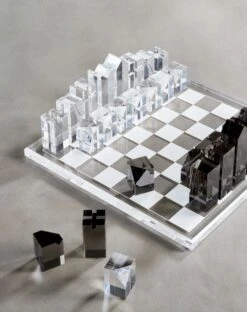 Clear And Smoke Grey Acrylic Chess Set -Home Furnishing Shop AcrylicChessSetOC19