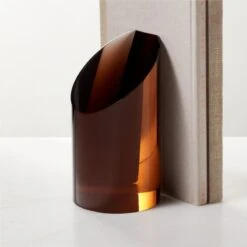 Dark Amber Acrylic Bookend -Home Furnishing Shop AmberAcrylicBookendROF23