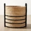 Aminah Woven Storage Basket With Black Handles 2 Aminah Woven Storage Basket With Black Handles -Home Furnishing Shop AminahNatWvnBsktWHndlSHS23