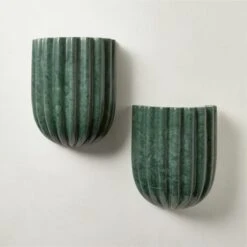 Ariel Fluted Green Marble Wall Sconce Light -Home Furnishing Shop ArielGreenMarbleSconceAV2SHS23