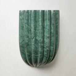 Ariel Fluted Green Marble Wall Sconce Light