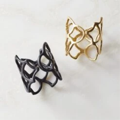 Basal Polished Brass Napkin Rings Set Of 8 -Home Furnishing Shop BasalNapkinRingGroupFHF22