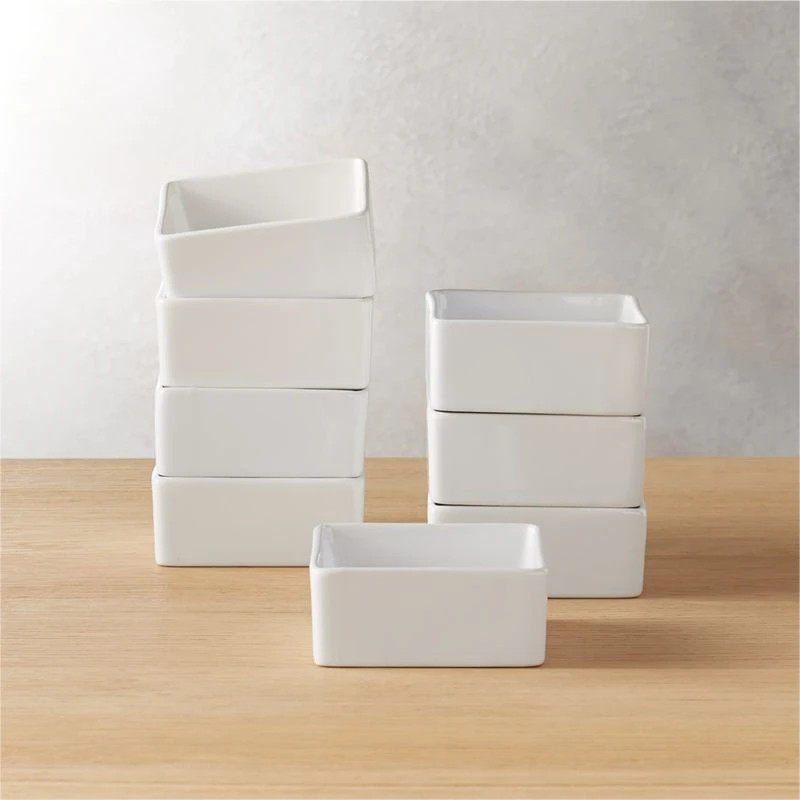 Bento Square White Mini Bowls 3 Bento Square White Mini Bowls
