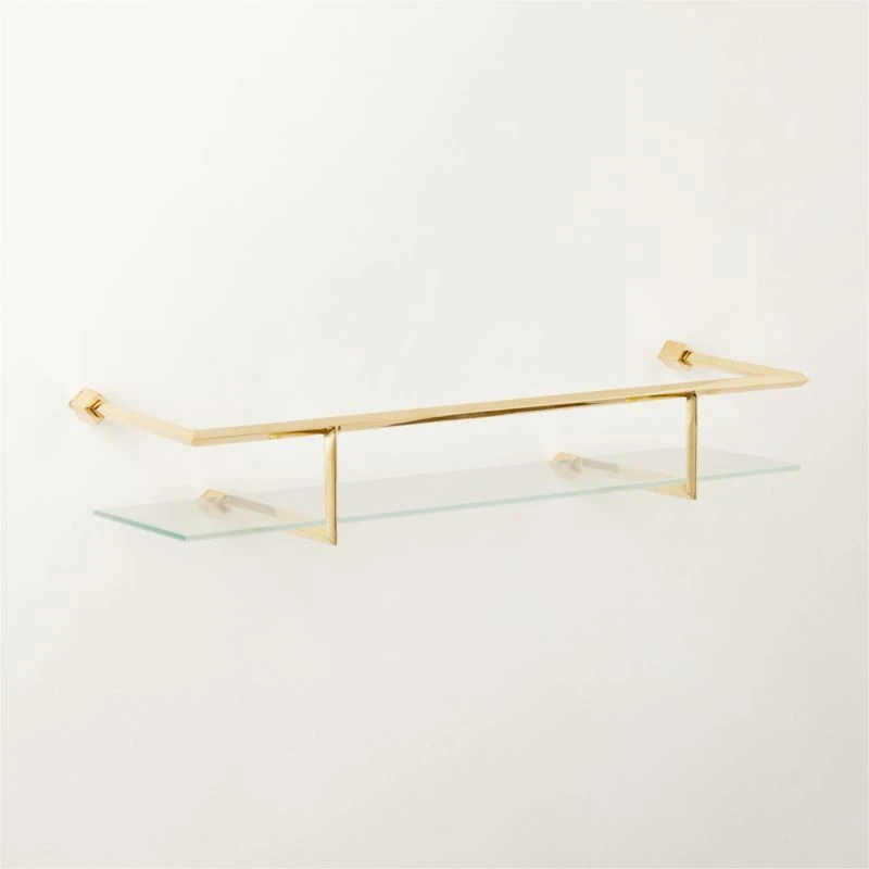 Blaine Polished Brass Wall Shelf With Rail 24" 6 Blaine Polished Brass Wall Shelf With Rail 24" - Image 4