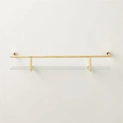 Blaine Polished Brass Wall Shelf With Rail 24"