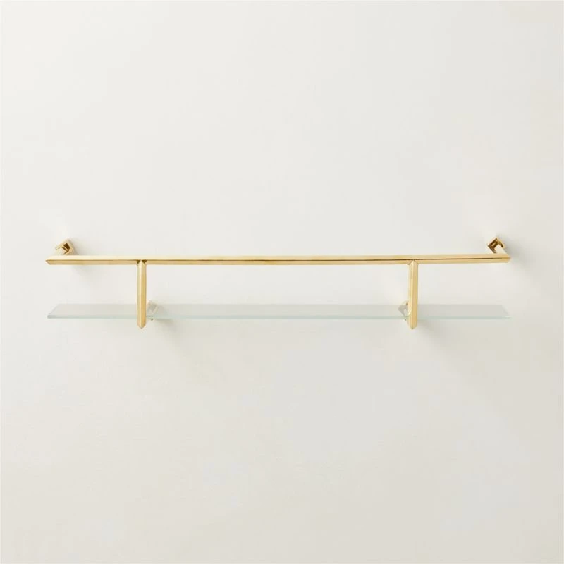 Blaine Polished Brass Wall Shelf With Rail 24" 3 Blaine Polished Brass Wall Shelf With Rail 24"