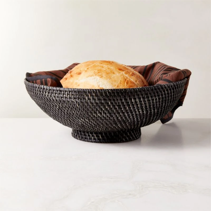 Borneo Woven Rattan Black Bowl 4 Borneo Woven Rattan Black Bowl - Image 2