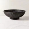 Borneo Woven Rattan Black Bowl -Home Furnishing Shop BorneoWovenRattanBowlSHF22