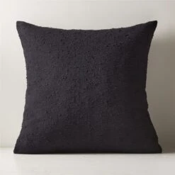 Black Boucle Throw Pillow With Down-Alternative Insert 23"