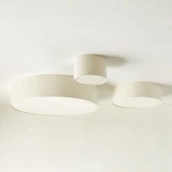 Boum Raw Silk Drum Flush Mount Light 10" -Home Furnishing Shop BoumRawSilkFlushMountGroupFHS23