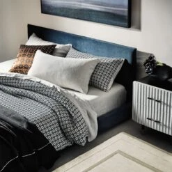 Melina Organic Cotton Black And Warm White Duvet Cover And Shams -Home Furnishing Shop CB2FA22 36A V1