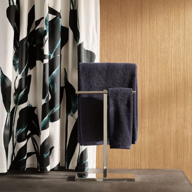 Brooks Ribbed Organic Cotton Midnight Blue Bath Towel Set 5 Brooks Ribbed Organic Cotton Midnight Blue Bath Towel Set - Image 3