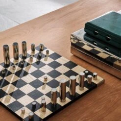 Famiglia Modern Stainless Steel Chess Set -Home Furnishing Shop CB2FA22 PR GF 07A 051