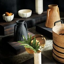 Aminah Woven Storage Basket With Black Handles -Home Furnishing Shop CB2FA23 BID 12 v2 RET 2