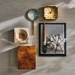 Lincoln Polished Brass Desk Clock 11 Lincoln Polished Brass Desk Clock -Home Furnishing Shop CB2HOL22 23E Hero