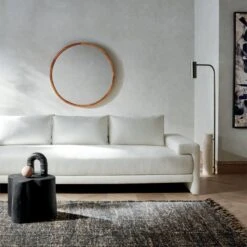 Acacia Wood Round Wall Mirror 40" -Home Furnishing Shop CamdenWhiteSofaAG20 1x1