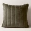 Channel Moss Green Faux Fur Throw Pillow With Down-Alternative Insert 23''