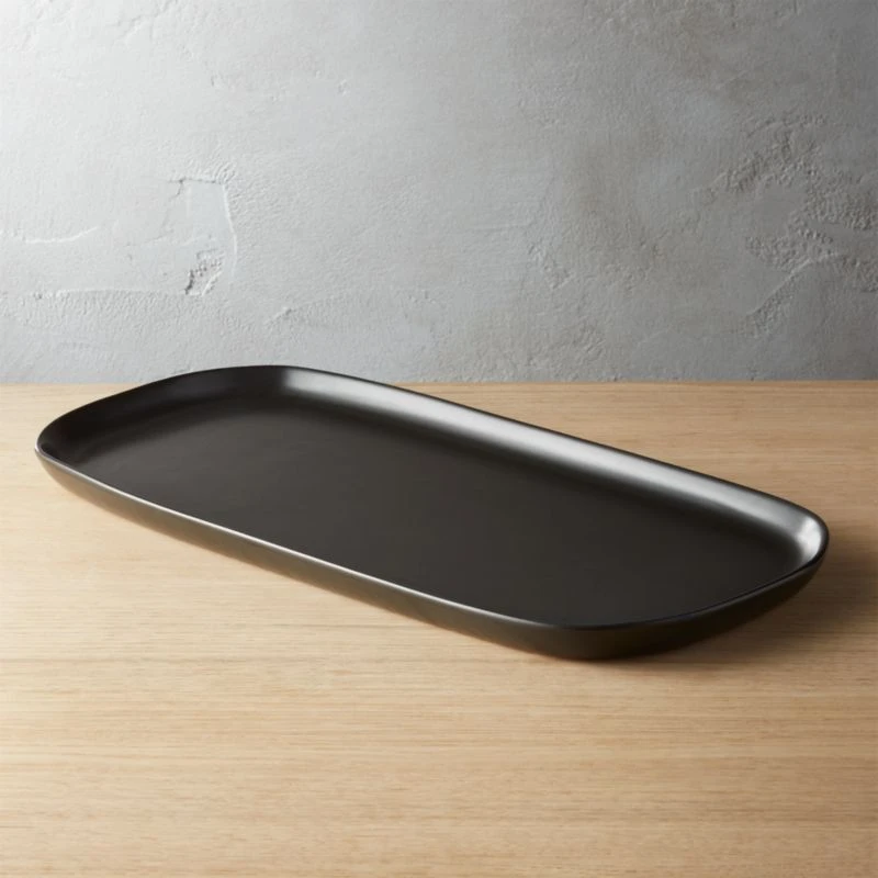 Crisp Rectangular Matte Black Serving Platter 3 Crisp Rectangular Matte Black Serving Platter