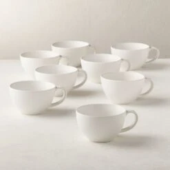 Crisp Matte White Coffee Mug Set Of 8