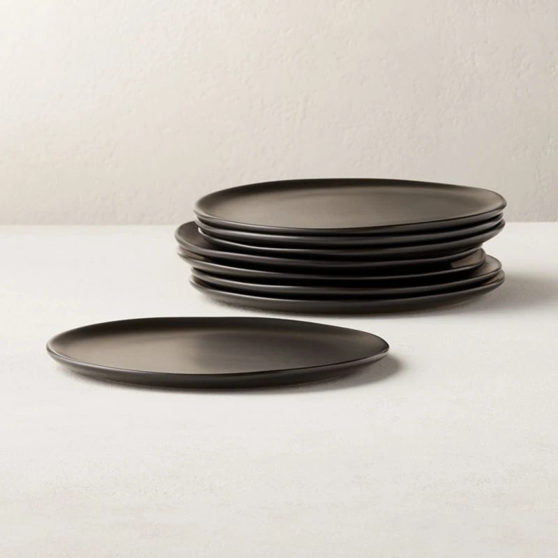 Crisp Matte Black Salad Plate Set Of 8 3 Crisp Matte Black Salad Plate Set Of 8