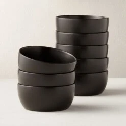 Crisp Matte Black Soup Bowl Set Of 8