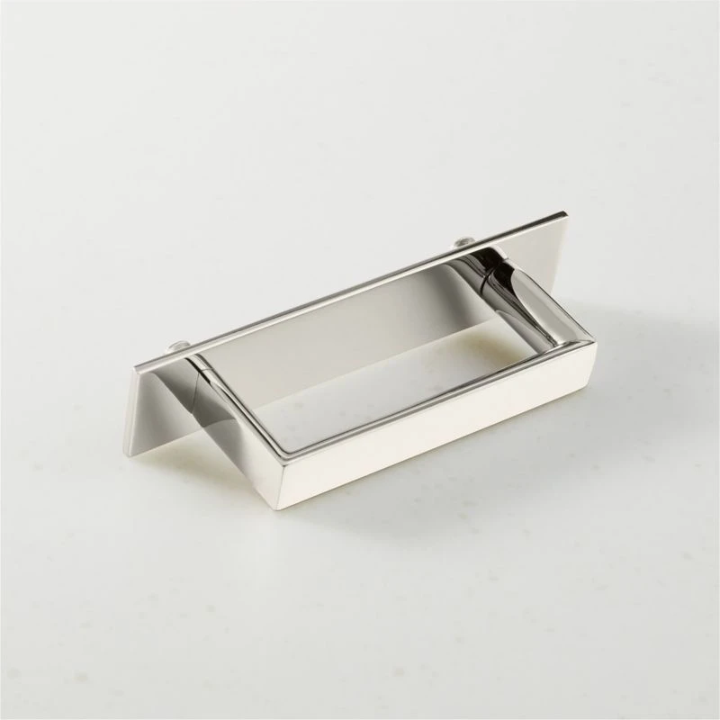 Damon Polished Nickel Handle With Back Plate 3" 4 Damon Polished Nickel Handle With Back Plate 3" - Image 2