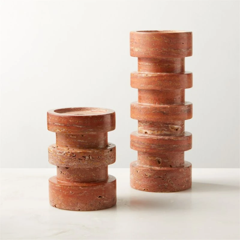Dev Red Travertine Candle Holders 4 Dev Red Travertine Candle Holders - Image 2