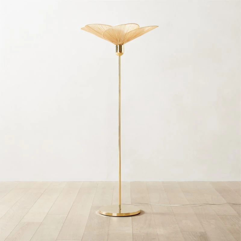 Emile Rattan And Polished Brass Floor Lamp 3 Emile Rattan And Polished Brass Floor Lamp