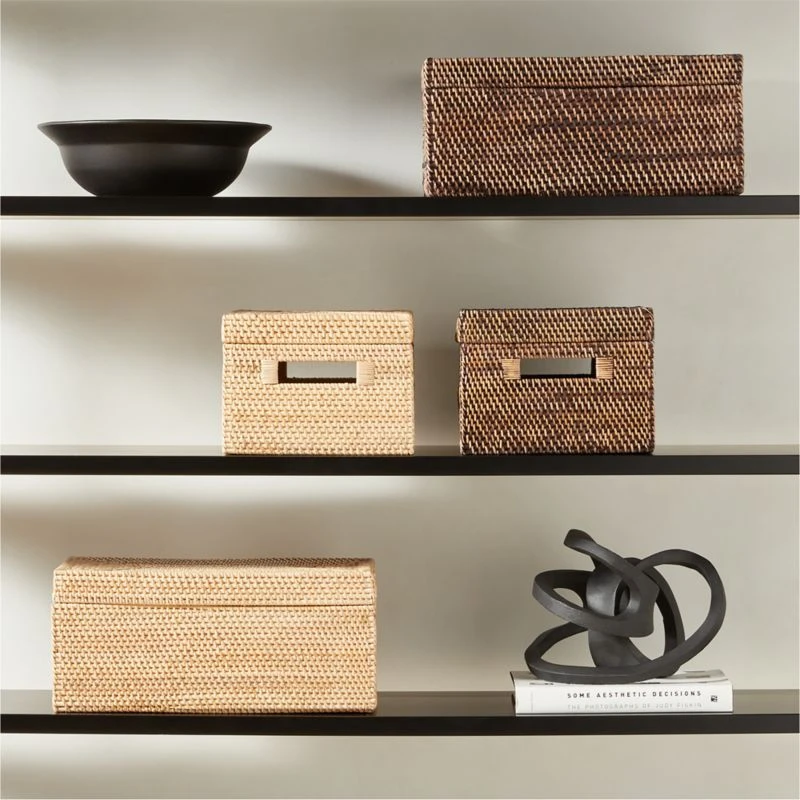 Emme Square Handwoven Espresso Rattan Storage Basket 7 Emme Square Handwoven Espresso Rattan Storage Basket - Image 5