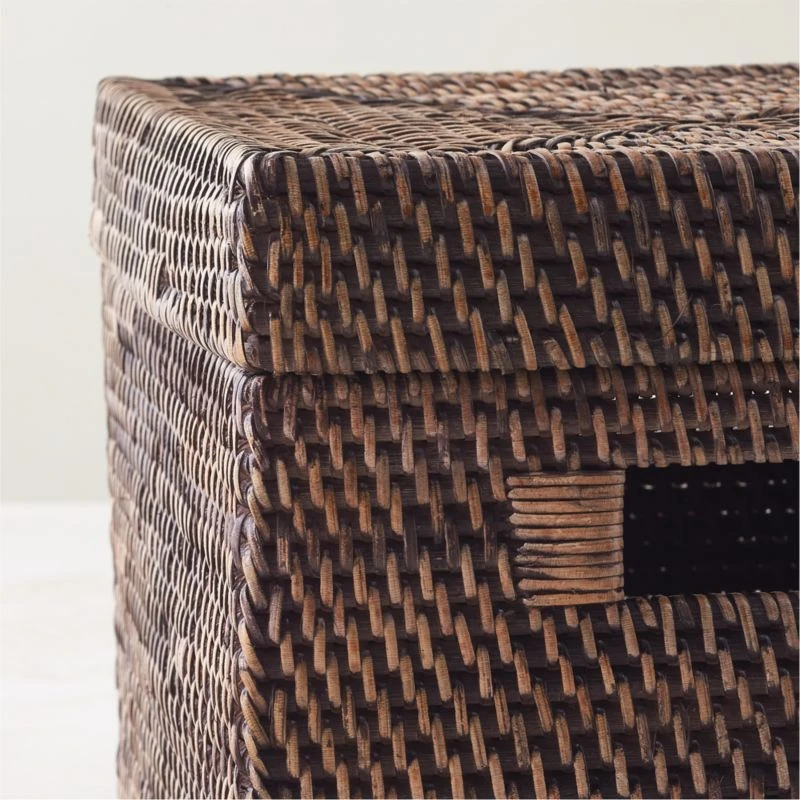 Emme Square Handwoven Espresso Rattan Storage Basket 6 Emme Square Handwoven Espresso Rattan Storage Basket - Image 4