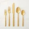 20-Piece Essence Brushed Champagne Gold Flatware Set -Home Furnishing Shop EssenceBdChGdFltwr20PcSSHS22