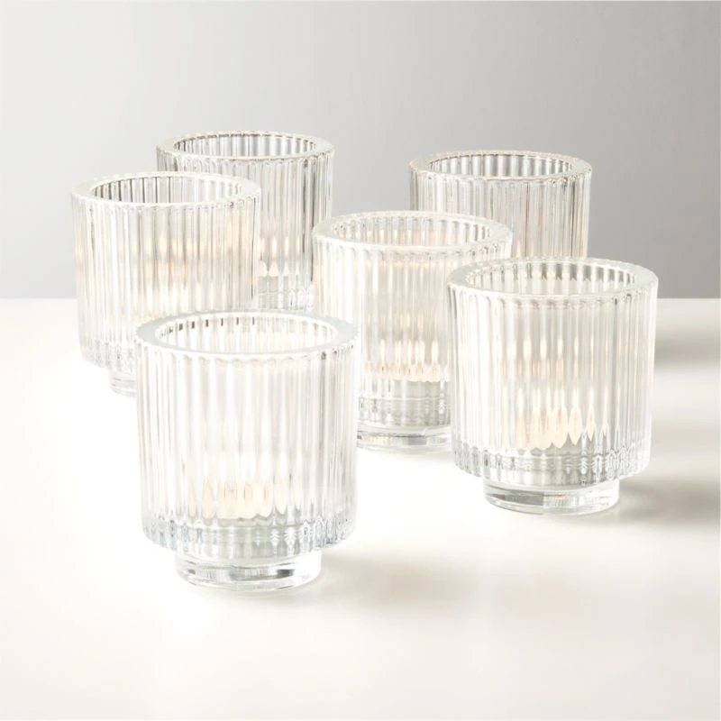 Ezra Glass Tealight Candle Holders Set Of 6 4 Ezra Glass Tealight Candle Holders Set Of 6 - Image 2