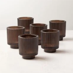 Ezra Dark Brown Tealight Candle Holders Set Of 6