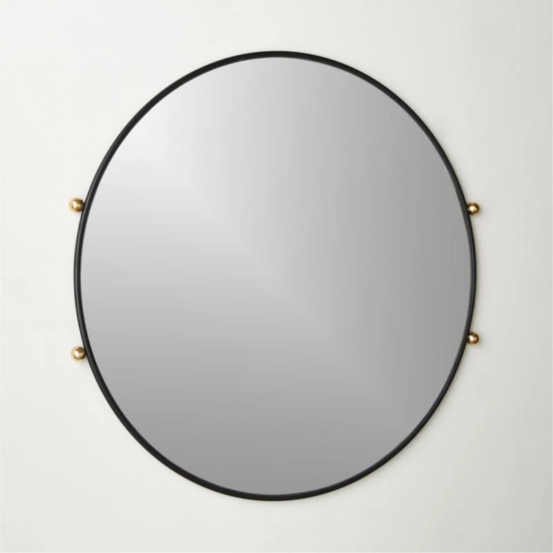 Farren Black Round Wall Mirror 30" 4 Farren Black Round Wall Mirror 30" - Image 2