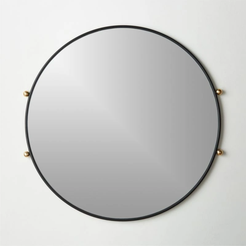Farren Black Round Wall Mirror 30" 3 Farren Black Round Wall Mirror 30"