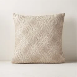 Flow White Leather Throw Pillow With Down-Alternative Insert 18"