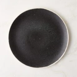 Fynn Black And White Dinner Plate With Reactive Glaze