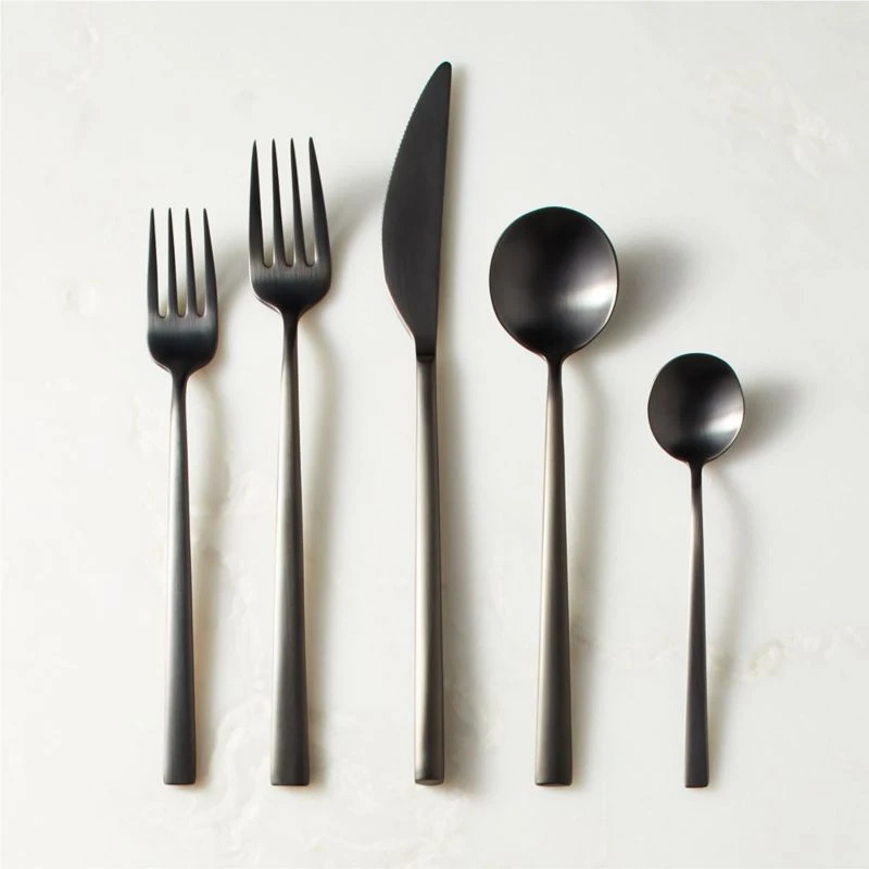 Galileo 5-Piece Brushed Black Flatware Set 3 Galileo 5-Piece Brushed Black Flatware Set