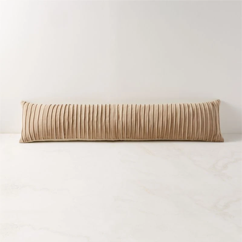 Gathered Suede Throw Pillow With Down-Alternative Insert 48"x12" 3 Gathered Suede Throw Pillow With Down-Alternative Insert 48"x12"