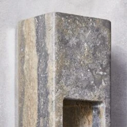 Graziano Indoor/Outdoor Dark Grey Travertine Wall Sconce -Home Furnishing Shop GrazianoGryTrvrtnWllScncAV2SHF23