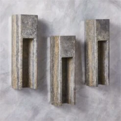 Graziano Indoor/Outdoor Dark Grey Travertine Wall Sconce -Home Furnishing Shop GrazianoGryTrvrtnWllScncAVSHF23