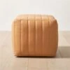 Groove Channeled Saddle Leather Pouf -Home Furnishing Shop GrooveSaddleLthrPoufSHS23