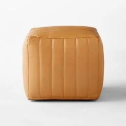 Groove Channeled Saddle Leather Pouf 7 Groove Channeled Saddle Leather Pouf -Home Furnishing Shop GrooveSaddleLthrPoufSSS23