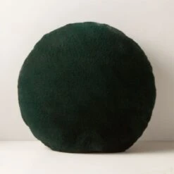 Harlee Round Green Faux Fur Throw Pillow 20"
