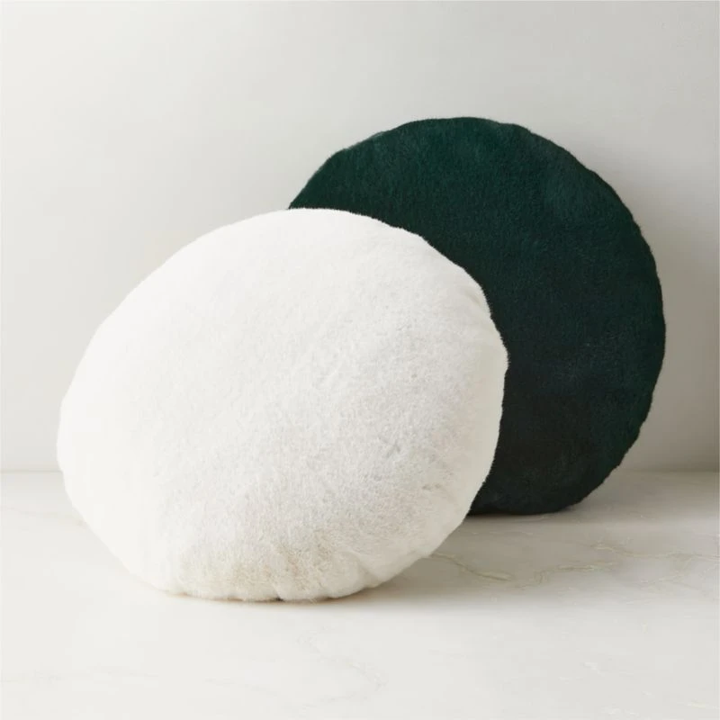Harlee Round Green Faux Fur Throw Pillow 20" 5 Harlee Round Green Faux Fur Throw Pillow 20" - Image 3
