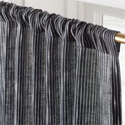 Harlow Black Striped Linen-Blend Sheer Window Curtain Panel 48"x84'' 9 Harlow Black Striped Linen-Blend Sheer Window Curtain Panel 48"x84'' -Home Furnishing Shop HarlowBkLnStpdCrtn96PnlAV2SHF23