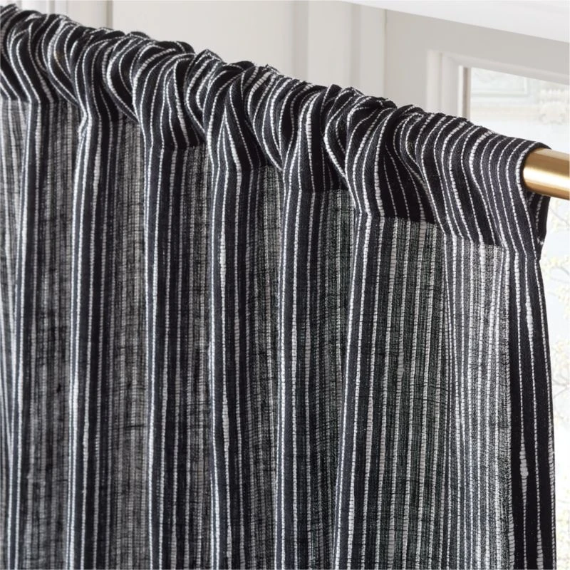 Harlow Black Striped Linen-Blend Sheer Window Curtain Panel 48"x84'' 5 Harlow Black Striped Linen-Blend Sheer Window Curtain Panel 48"x84'' - Image 3
