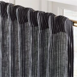 Harlow Black Striped Linen-Blend Sheer Window Curtain Panel 48"x84'' 10 Harlow Black Striped Linen-Blend Sheer Window Curtain Panel 48"x84'' -Home Furnishing Shop HarlowBkLnStpdCrtn96PnlAV3SHF23